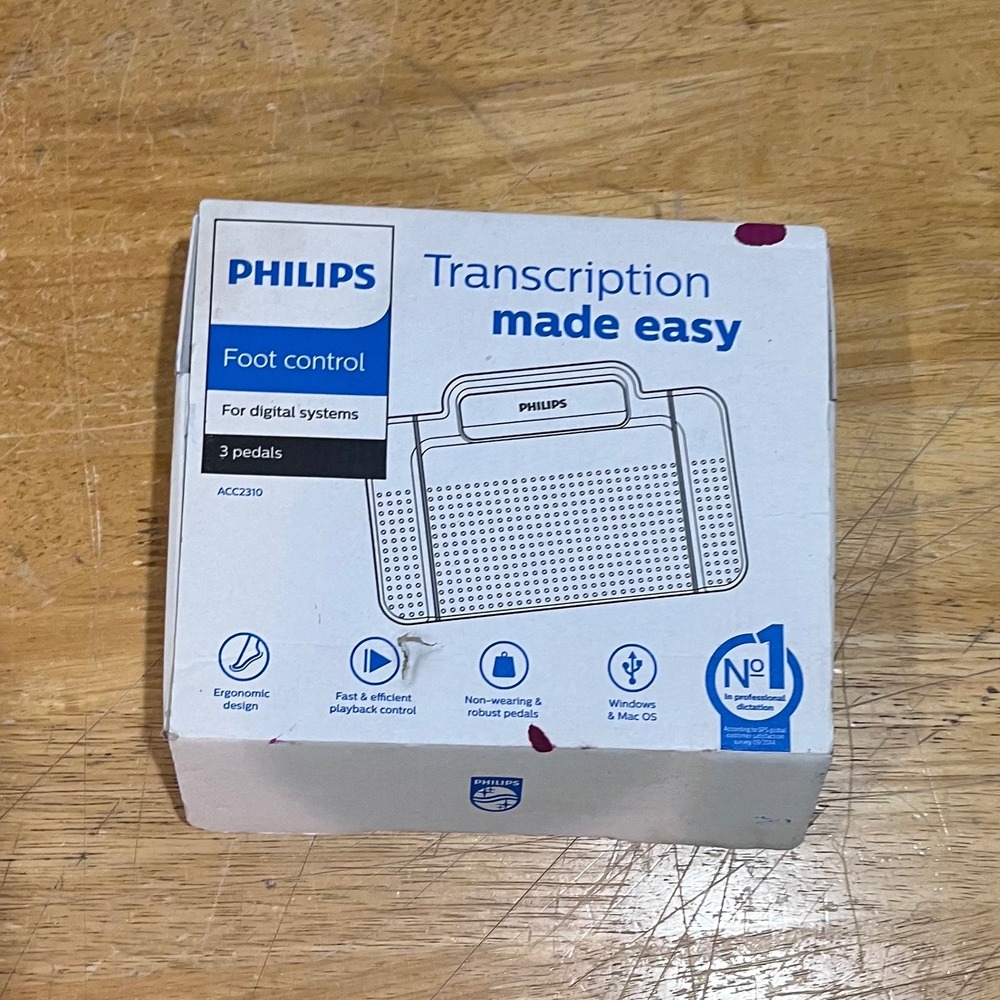 Philips ACC2310‎ Transcription Foot Control 3 Pedals for Digital Systems USB